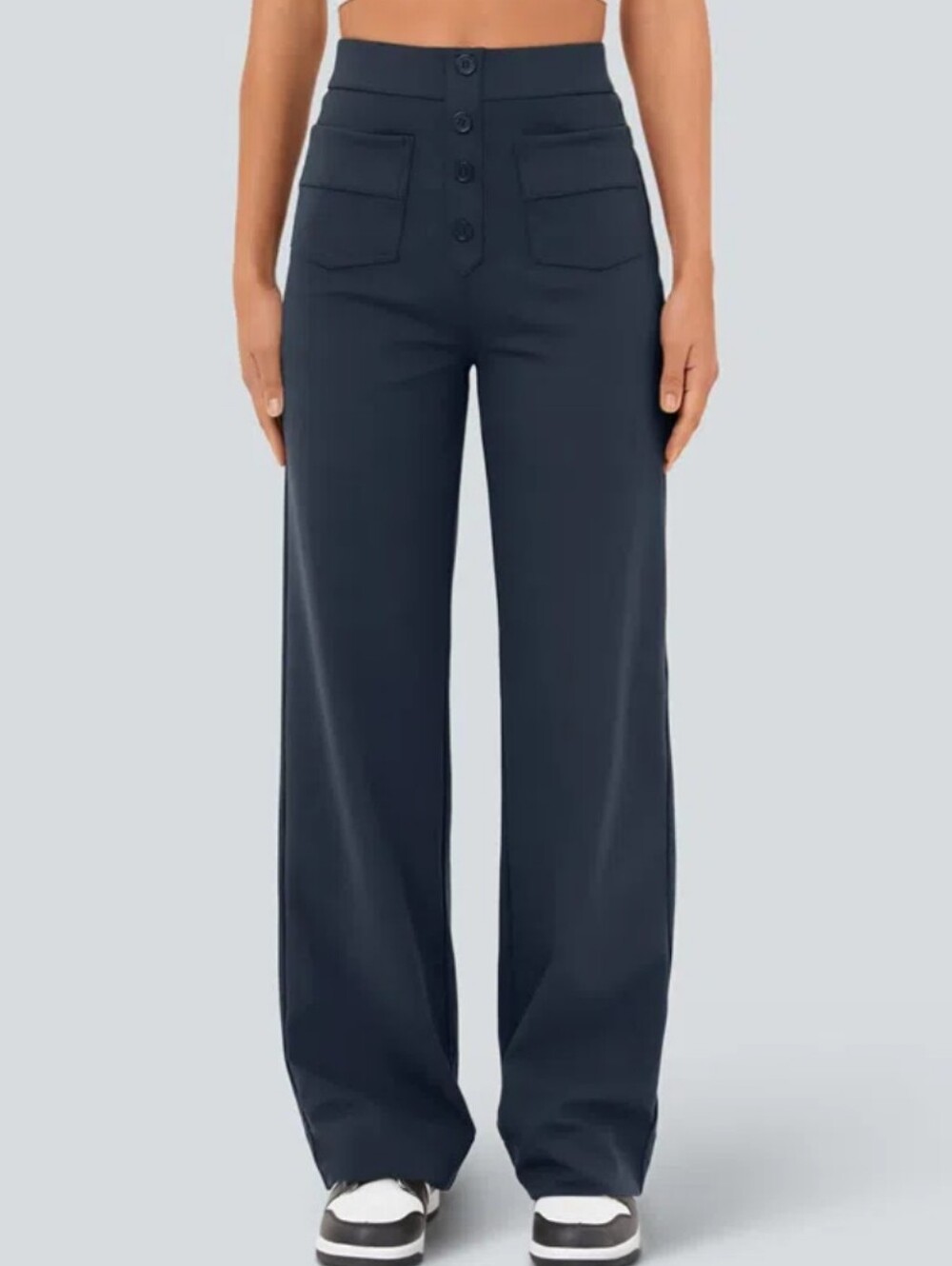 Halara DayStretch High-Waist Pockets Straight Leg Pant Midnight Blue EUC